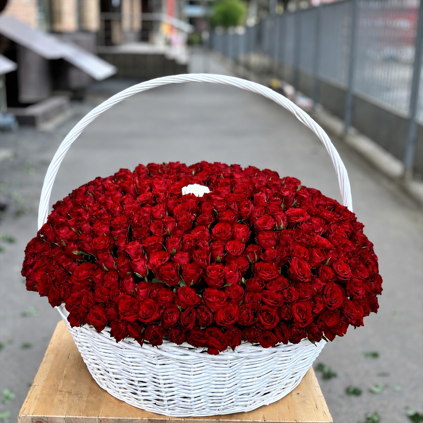 Корзина из 501 красной розы