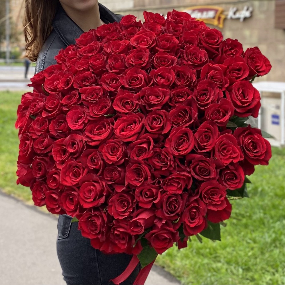 101 красная роза 80 см