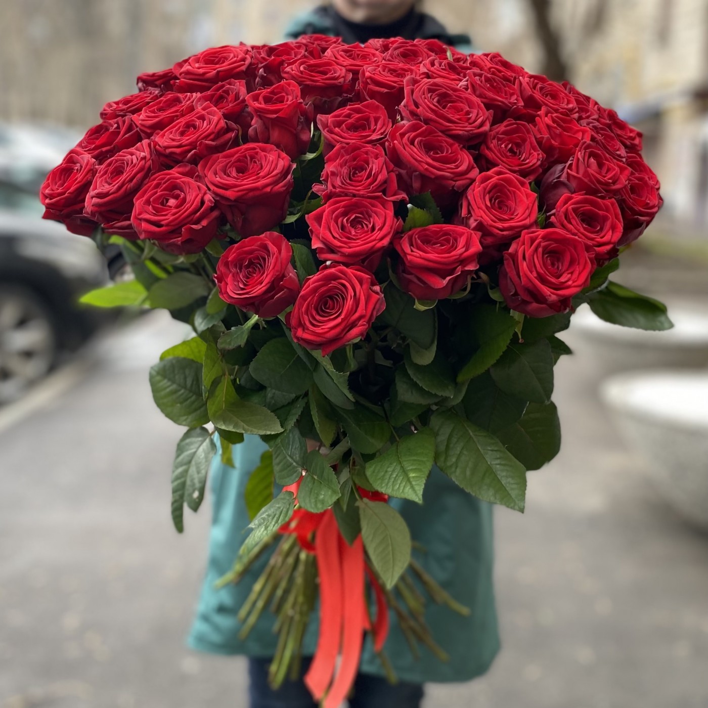 51 красная роза 70 см