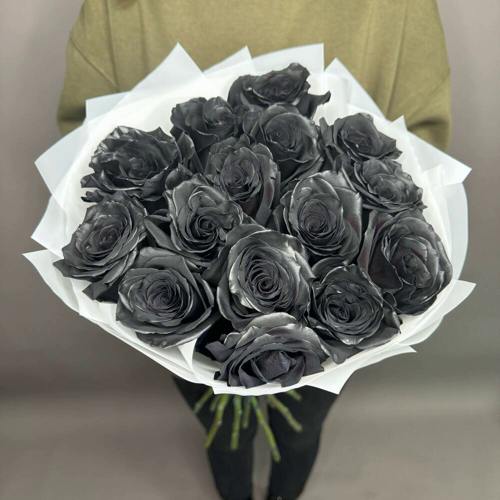 Букет из 15 чёрных роз