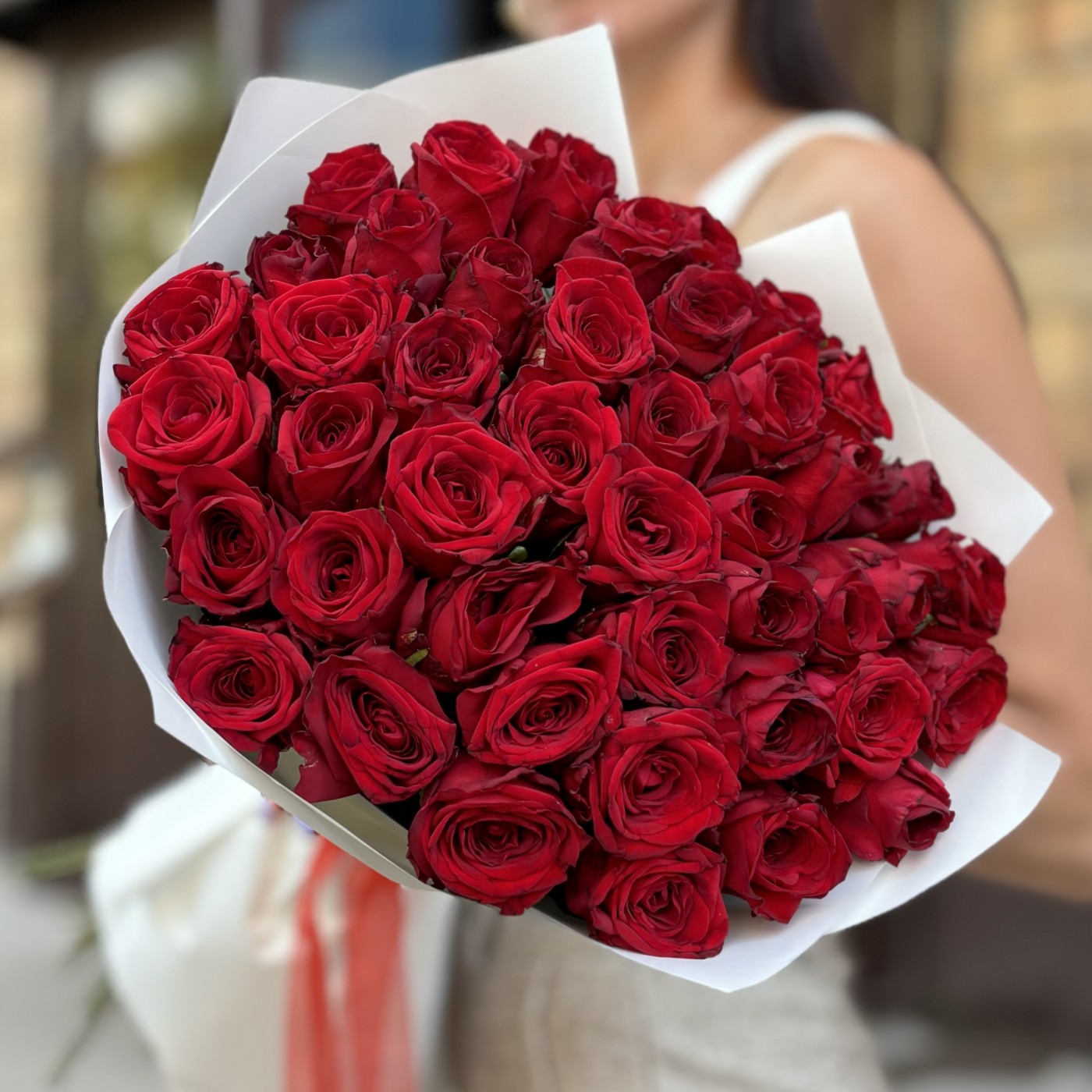 45 красных роз 60 см