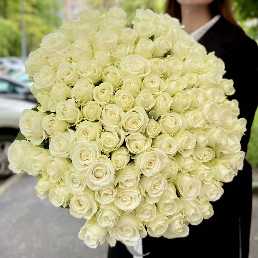 Букет из 101 белой розы Premium