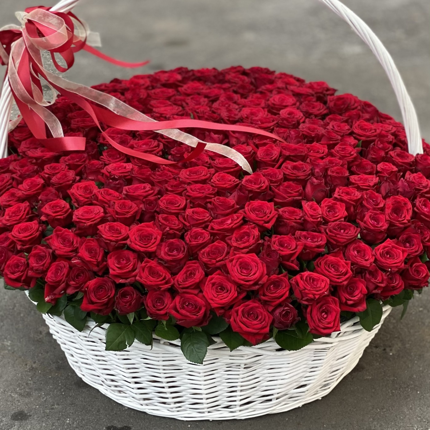 Букет из 301 красной розы в корзине