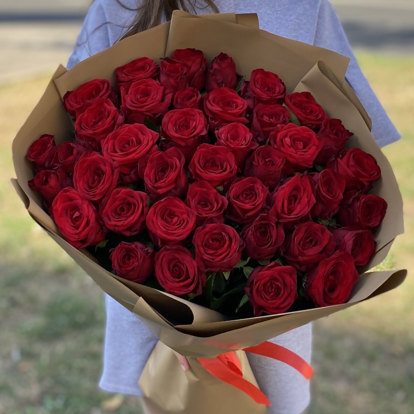 45 красных роз 70 см