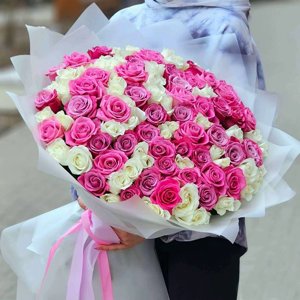 101 роза 50 см MIX